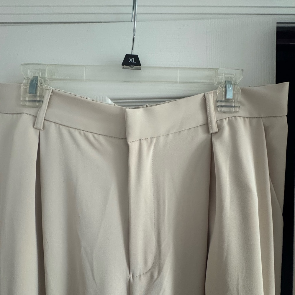 Beige Pleated Trousers